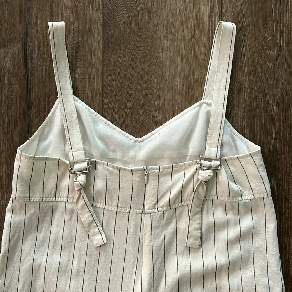 Like new - ZARA Wide-Leg Linen Blend Pinstripe Jumpsuit/Romper